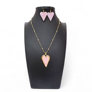 Gold and Pink Heart Jewelry Set